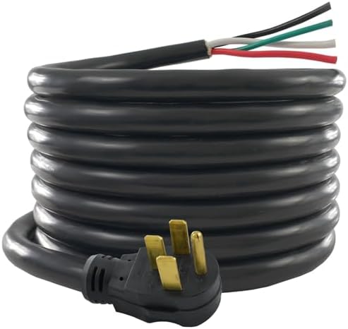 Conntek 14303 RV/Generator Power Cord 36-Foot 50 Amp Male Plug to Bare Wire, Black