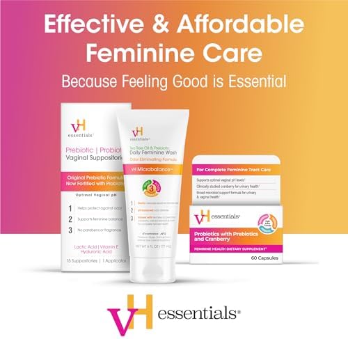vH essentials Probiotics for Women with Prebiotics and Cranberry, 60 Ct | Feminine Health Dietary Supplement, Probiotics Support Gut Balance, Urinary Tract Health for Women, 30 Day Supply