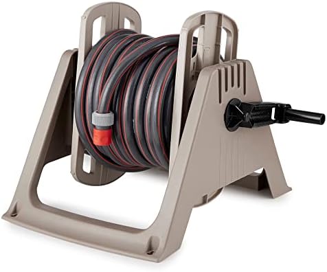 Suncast 100 ft. Tote or Wall Mount Resin Garden Hose Reel with Lid, Taupe