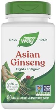Nature's Way Asian Ginseng, Fights Fatigue*, 1,120mg per Serving, 100 ct | Dietary Supplement, Non-GMO Project Verified, Vegan Capsules