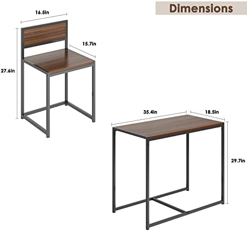 soges 3 Piece Dining Set for 2, Small Dining Table Set with 2 Chairs, Walnut Kitchen Table for Small Spaces, Breakfast Nook Set
