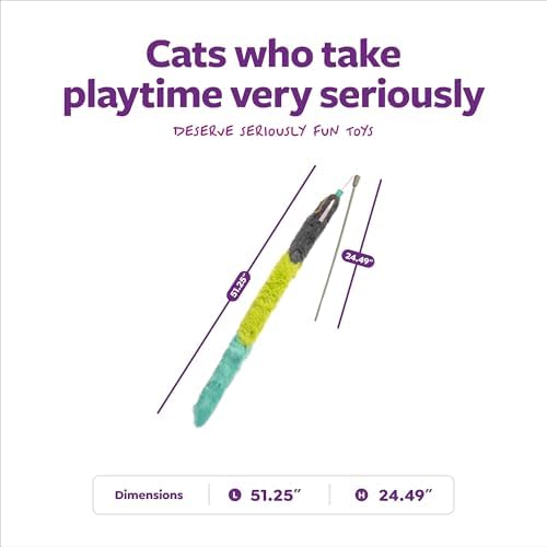 SmartyKat Frisky Flyer Feather Wand Cat Toy, Extendable Up to 24" - Blue, One Size