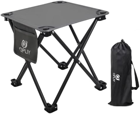 Opliy Camping Stool, Folding Small Chair Portable Camp Stool for Camping Fishing Hiking Gardening and Beach, Camping Seat with Carry Bag (Blue-Leaf)