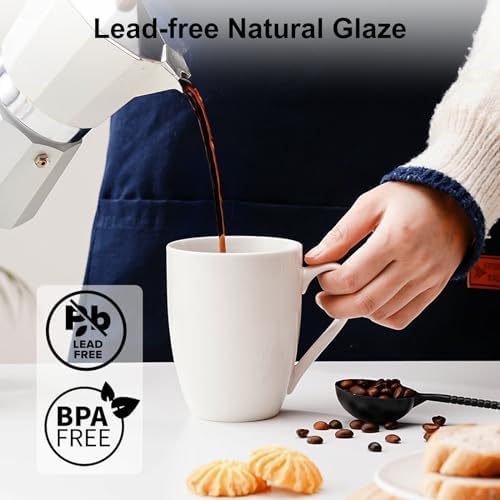 PARACITY Coffee Mug Ceramic, Large Coffee Cups Ceramic Set of 2, 12 OZ White Coffee Mugs for Latte, Tea, Cappuccino