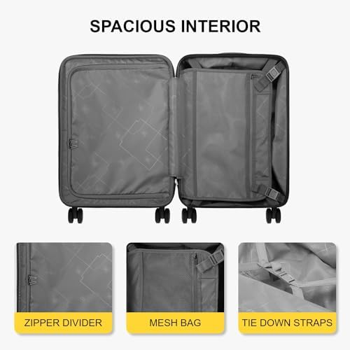 LEVEL8 Grace Carry on Luggage Airline Approved, 20 Inch Expandable Hard Sided Luggages with Spinner Wheels