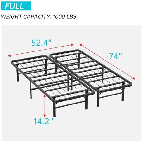 BestMassage | Twin Bed Frame | Metal | Heavy Duty Steel Slats with 6 Legs | Foldable | Sturdy, No Box Spring Needed | Easy to Assemble with Under-Bed Storage | Furniture for Home, Dorms