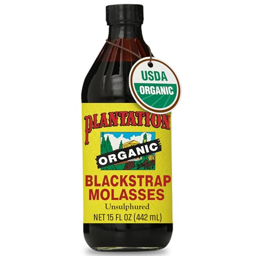 Plantation Organic Blackstrap Molasses 15 oz – USDA Organic Unsulphured Blackstrap Molasses, Natural Sweetener for Baking, Cooking & Beverages