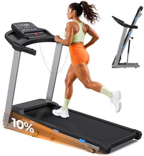 Cardirun Foldable Treadmills for Home with 10% Incline, 400 LBS Capacity | 3.5HP Quiet Running Treadmill, 40" x 16" Wide Belt, Max 7.6 MPH