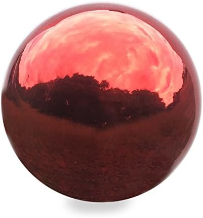 Plow & Hearth 10 Inch Stainless Steel Gazing Ball, Polished Reflective Weather Resistant Garden Globe Mirror Ball Sphere, Garden or Home Decoration