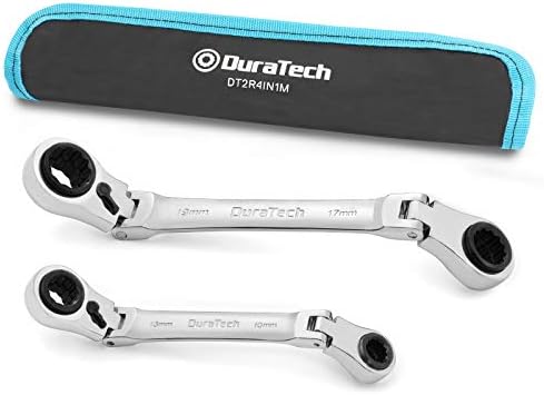 DURATECH 4-in-1 Flex-Head Ratcheting Wrench Set, 2-Piece, SAE