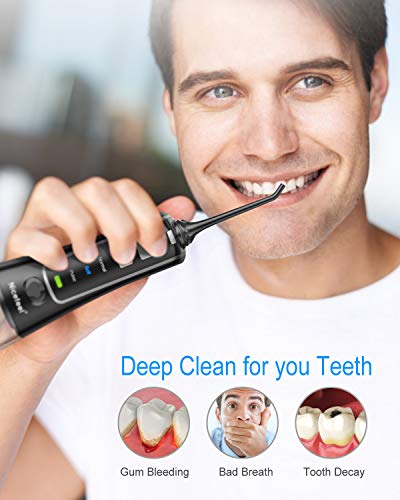 Nicefeel Cordless and Rechargeable Water Flosser - 300ML Water Tank Oral Irrigator, 4 Jet Tips