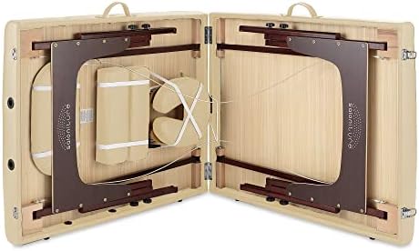 Saloniture Professional Portable Lightweight Bi-Fold Memory Foam Massage Table with Reiki Panels - Includes Headrest, Face Cradle