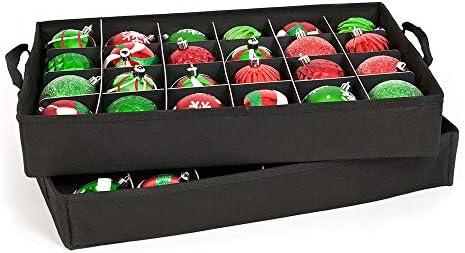 Santa's Bags Christmas Ornament Storage Box, 48 (3") Ornaments | Acid-Free Removable Trays with Separators