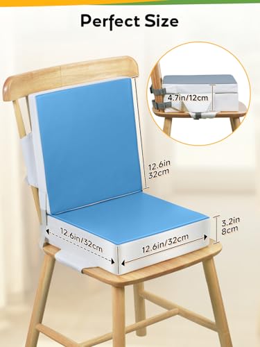 Booster Seat for Kitchen Chair - Toddler Booster Seat for Dining Table - PU Washable Double-Safety Straps with Buckle