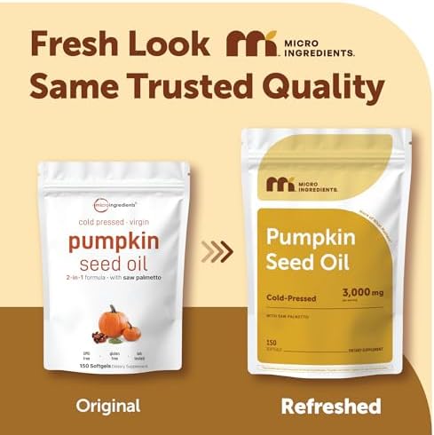 Micro Ingredients Pumpkin Seed Oil with Saw Palmetto, 300 Softgels | Cold Pressed, Pure Virgin Oil with Essential Fatty Acids & Phytosterols. For Men & Women. Non-GMO, Gluten Free.