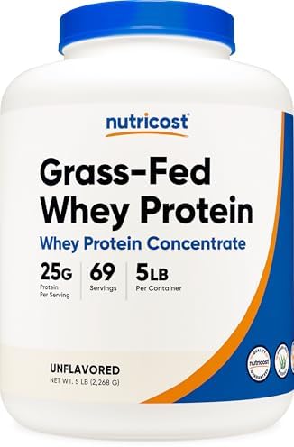 Nutricost Grass-Fed Whey Protein Concentrate (Unflavored) 2LBS | Undenatured, GMO-Free, Gluten Free, Natural Flavors