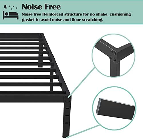 Queen 14" Heavy Duty Metal Platform Bed Frame with Headboard