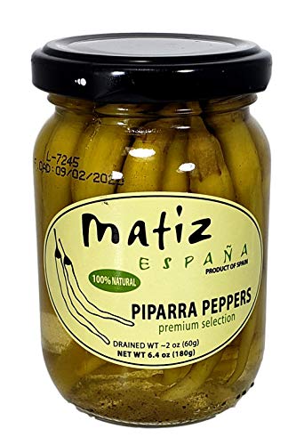 Matiz Piparras Basque Guindilla Peppers, Green, 6.4 oz | Spanish Pickled Peppers from Spain