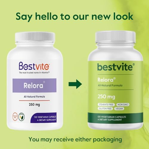 BESTVITE Filler-Free Relora 250mg (120 Veg Caps) - Clinically Researched | No Stearates – Vegan – No Fillers – Supports the Management of Occasional Stress* - Easy to Swallow Capsules