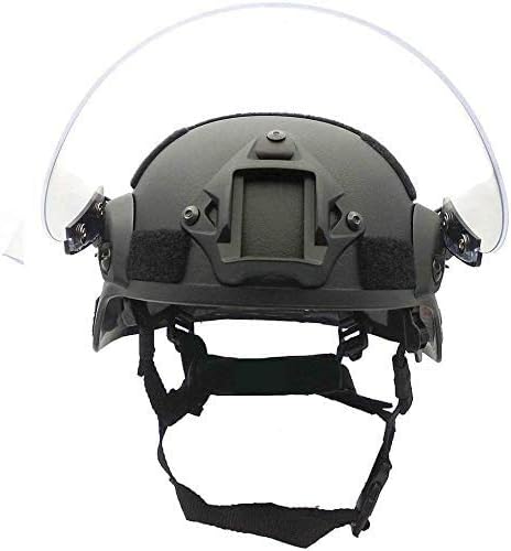 Tactical MICH 2000 Fast Helmet with Clear Riot Visor Face Shield Sliding Goggles for Airsoft Paintball CS War Games Outdoor Sports.