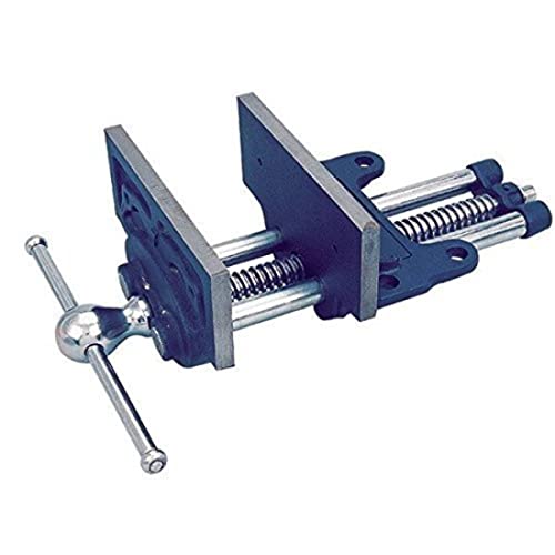 Groz 6-Inch Portable Woodworking Vise, Dual Mount Bench Clamp or Bolt-Down, Cast Iron with Toe-In Jaws and Chrome-Plated Screw, for Woodworkers and DIY (39006)