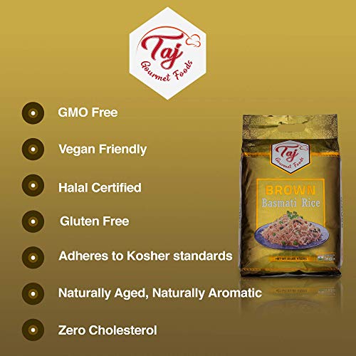 TAJ Gourmet Brown Basmati Rice, Naturally Aged, 10-Pounds