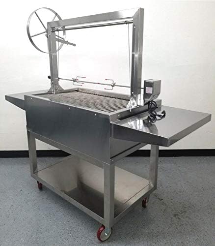 Charcoal Outdoor BBQ, Stainless Steel #430 Body and #304 Grates, Rotisserie Parrilla Santa Maria/Argentine Grill Spit