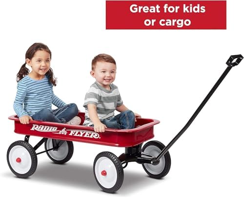 Radio Flyer Classic Red Wagon, for Kids 1.5+, Wagon for Kids or Cargo | All-Steel Body with No-Scratch Edges, 10” Rubber Tires