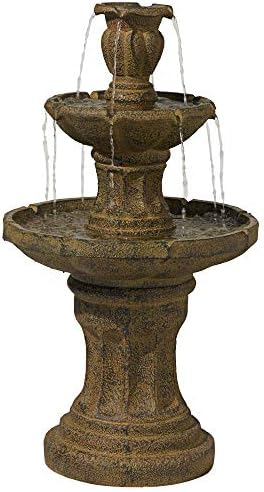 Tuscan Garden 41 1/2" Dark Stone Finish Traditional Tiered Outdoor Fountain | Large Italian Indoor Decor Faux Floor Waterfall Standing Water Feature