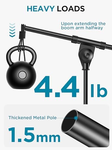 InnoGear Adjustable Desk Microphone Stand, Weighted Base with Soft Grip Twist Clutch, Boom Arm