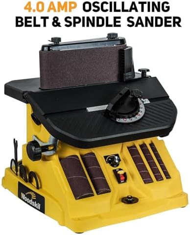 Woodskil Variable Speed Oscillating Spindle Sander for Wood,4A | Spindle Sander with 1000-1800RPM,6 Sleeves,Compact Design for Curved Edges,Contours,Slots,Detail Work