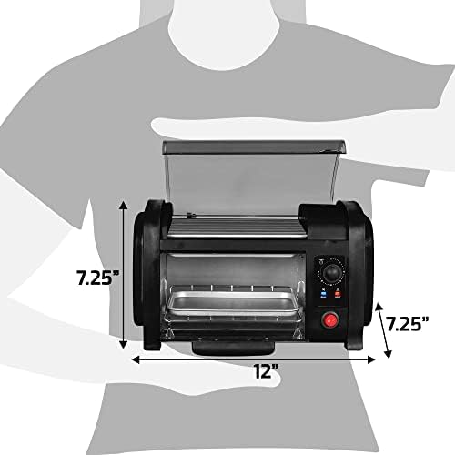 Elite Gourmet EHD-051B Hot Dog Toaster Oven, Steel Rollers, 4-Bun, Black | 30-Min Timer