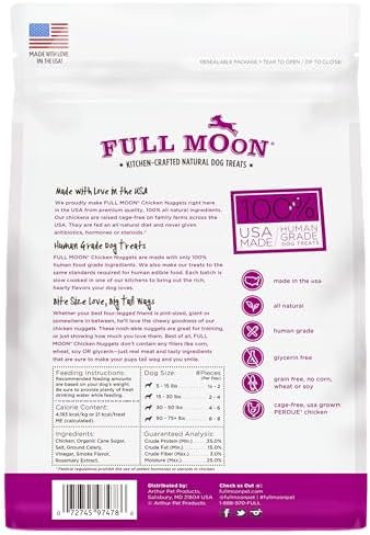 Full Moon® Chicken Nuggets Dog Treats 12 oz | Human Grade, No corn, No wheat, No soy, Glycerin Free, Made in the USA