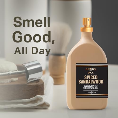 Barrel & Oak Essential Oil Based Cologne for Men, Bourbon Cedar, 2.7 oz | Long-Lasting Men's Cologne, Day & Night Fragrance, Paraben & SLS Free, Gifs forMen