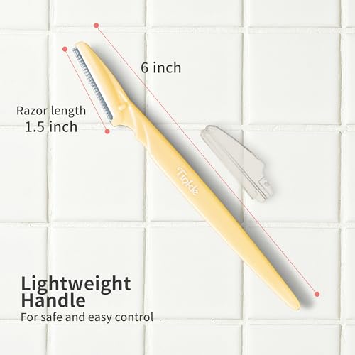 Tinkle Dermaplaning Tool 6ct, Dermaplane Razor for Women, Safe and Easy Peach Fuzz Remover, Eyebrow Trimmer with Protective Cover, Stocking Stuffers