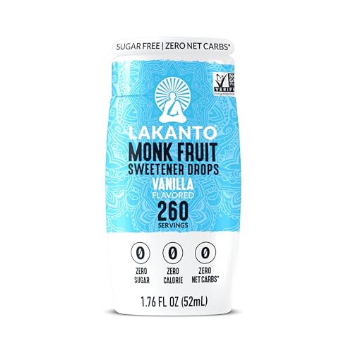 Lakanto Liquid Monk Fruit Extract Drops, Original, 1.76 Fl Oz | Erythritol Free Sugar Substitute Sweetener, For Coffee, Tea, Smoothies, Oatmeal, Yogurt, Cocktails, Zero Sugar, Vegan, Keto