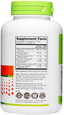 NutriBiotic - Cherry Electro-C Vitamin C & Electrolyte Powder, 8 Oz | 850 Mg Vitamin C Per Serving | Effervescent Electrolyte Recharge | Buffered & Highly Soluble | Non-GMO & Gluten Free