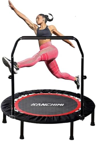 Kanchimi 40" 48" Folding Mini Fitness Indoor Exercise Workout Rebounder Trampoline with Handle, Max Load 330lbs