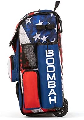 Boombah Rolling Superpack 2.0 Baseball/Softball Gear Bag - 23-1/2" x 13-1/2" x 9-1/2" - USA Baseball Royal/Red/White - Telescopic Handle - Holds 4