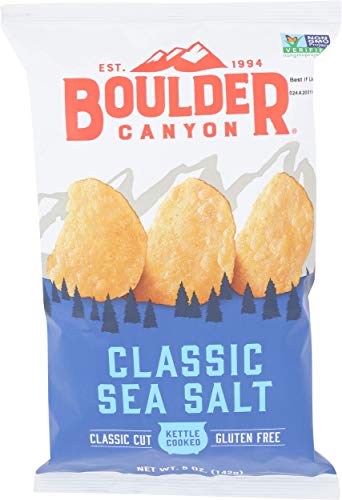Boulder Canyon Totally Natural Kettle Cooked Potato Chips Gluten Free, 5-ounce Bags (Case of 12)