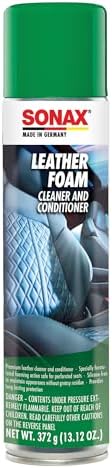 SONAX Leather Foam 289300 | 2 in 1 Aerosol Leather Cleaner and Conditioner | Safe to Use on Perforated Air Conditioned/Heated Seats | UV Protection