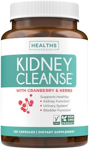 Kidney Cleanse Detox (Non-GMO) Support Healthy Urinary Tract- Powerful VitaCran Cranberry Extract & Herbs – Healthy Kidney Support Supplement - 60 Vegetarian Capsules (No Pills)
