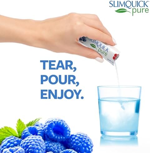 Slimquick Pure 3x Extra Strength Mixed Berry Drink Mix for Women to Help Achieve Weight Goals, Helps Metabolism, Keeps Full for Longer with Green Tea, Caffeine, Chaste Tree, Rhodiola Extract, 26 Count