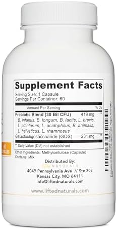 Lifted Naturals Mood Boosting Probiotic 30 Billion CFU - Mood Support Supplement, Prebiotics and Probiotics for Women & Men