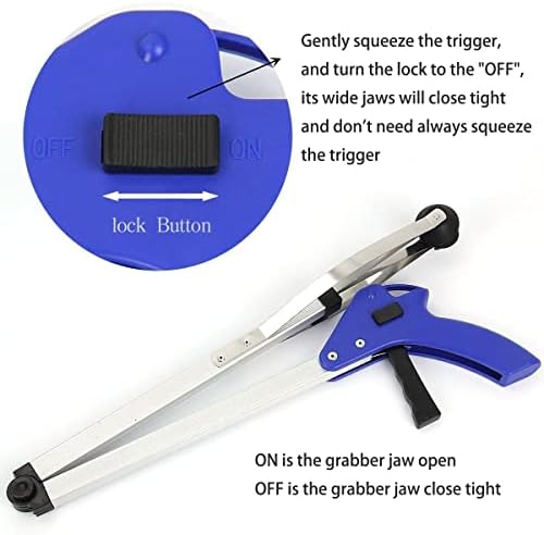 THUSIBER Reacher Grabber 32" Extra Long Folding Reaching Claw Heavy Duty Mobility Aid Arm Extender Gripper Tools for Trash Pick Up Litter Picker