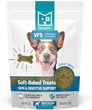SquarePet VFS® Skin and Digestive Support Soft-Baked Treats for Dogs 6oz – Hydrolyzed – Limited Ingredient – All Natural – Made in USA