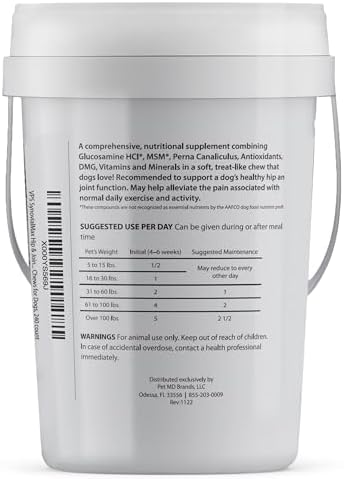 VPS SynovialMax Hip & Joint Soft Chews for Dogs - 240 count | Glucosamine for Dogs with MSM and Vitamin C - Advanced Dog Hip and Joint Supplement - Liver Flavor