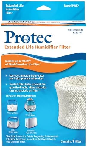 Protec Extended Life Humidifier Replacement Filter, 1 Count | Designed for Use with Select Vicks Cool Mist Humidifiers and Other Honeywell Humidifiers Models