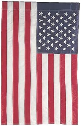 Evergreen American Flag 12x18 Double Sided | Patriotic House Flags For Outside Outdoor | Small American Flag Garden Size | Embroidered Stars and Stripes | USA Residential or Commercial