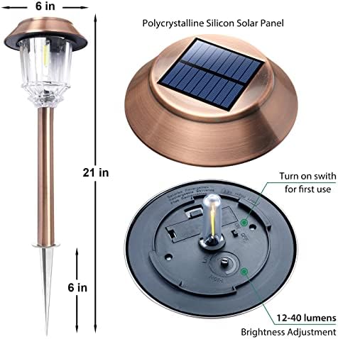 DenicMic Solar Pathway Lights Outdoor Garden Lights Glass Stainless Steel